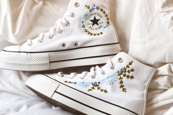 Embroidered Converse/custom Converse Platform/wedding Converse 