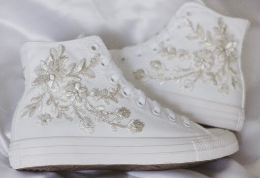 Platinum Luxury Embroidered Bridal Converse Custom Prom Sneakers Bridal Sneakers Wedding Converse Quinceanera Shoes Gift for Bride Etsy