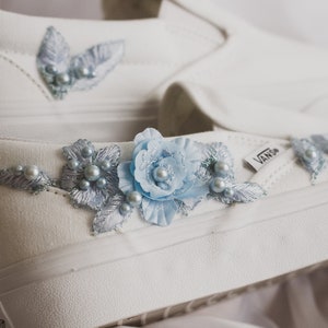 Something Blue Luxury Bridal Embroidered Slip on Vans | Wedding Vans | Custom Bridal Sneakers | Vans for Bride | Beaded Wedding Shoes |