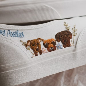 Embroidered Pet Bridal Vans | Custom Embroidered Wedding Shoes | Dog & Cat Customizable Bride Shoes | Wedding Sneakers | Bridal Pet Sneakers