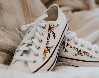 Embroidered Bridal Wedding Converse Shoes | Wedding Gift | Personalized Wedding Shoes |