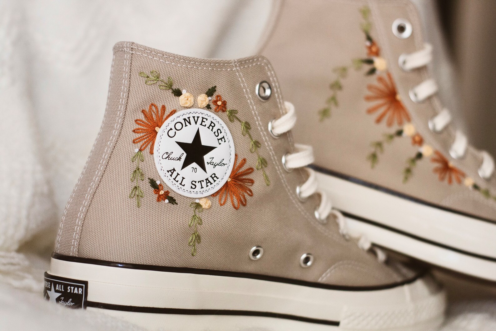 Fall Embroidered High Top Converse Chucks Hand Embroidered Etsy