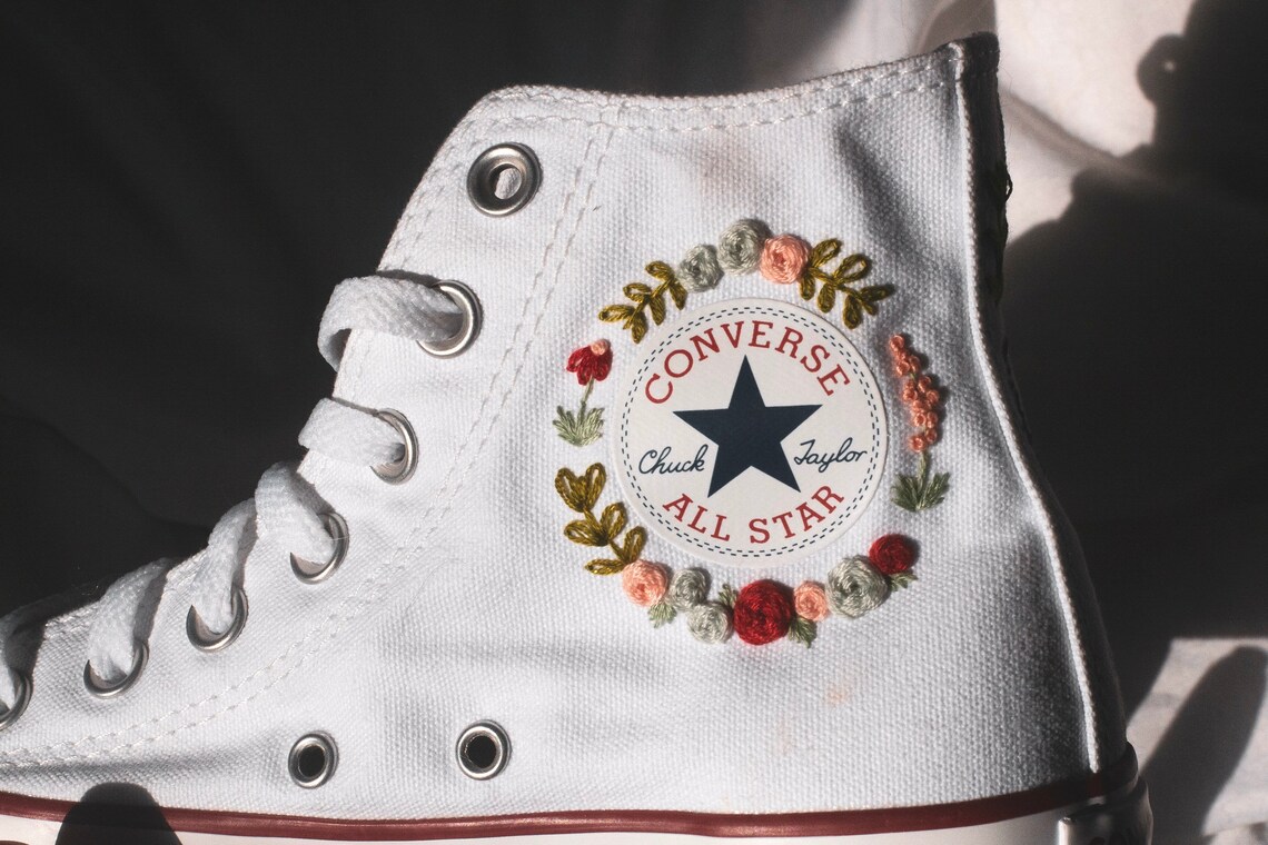 Wildflower Embroidered Converse Shoes Embroidered Chucks - Etsy