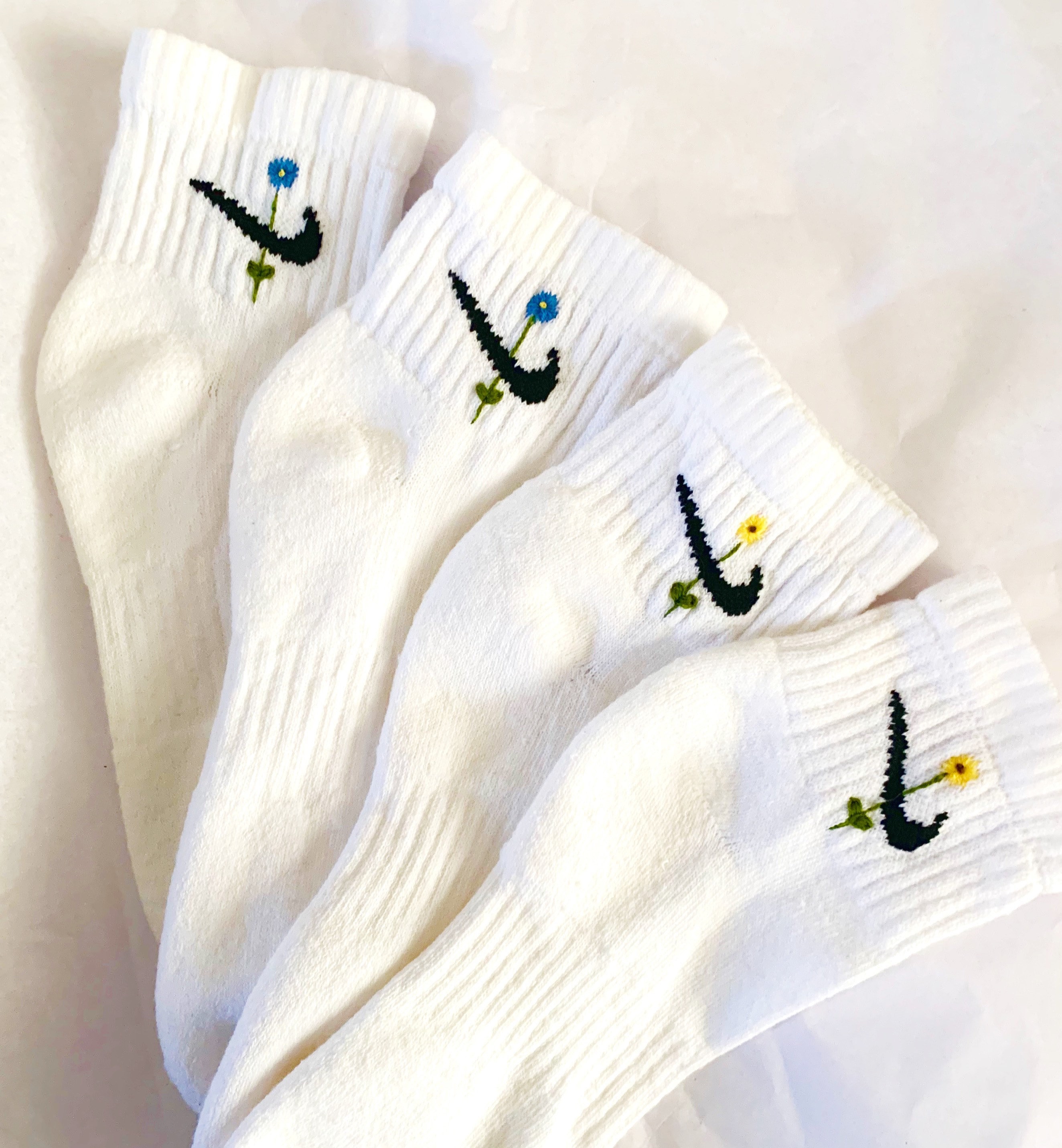 Hand Embroidered Custom Floral Nike Socks Etsy