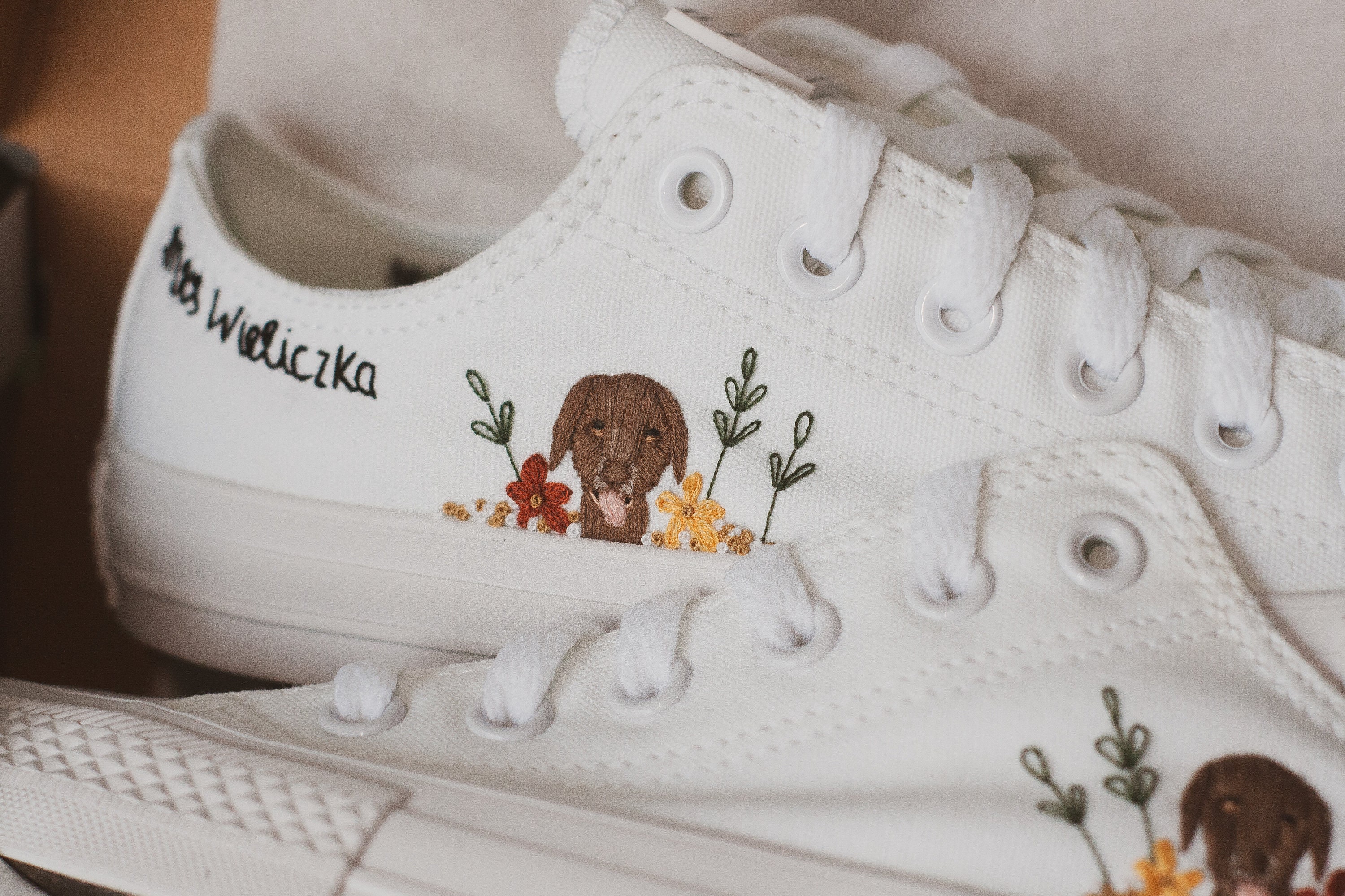 Converse Etsy Dog Pet Wedding Shoes Customizable Cat Wedding Bridal - Sneakers Embroidered Pet Embroidered & Sneakers Shoes Bridal Bride