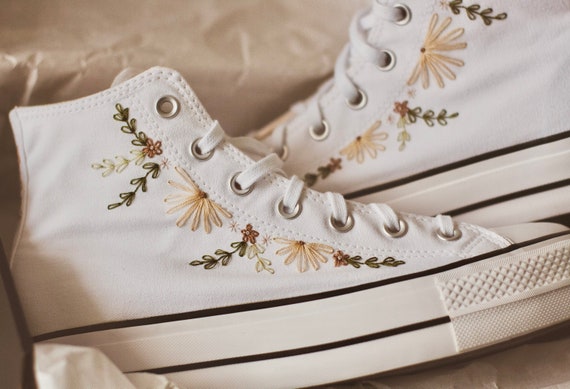 Embroidered Converse/custom Converse Platform/wedding Converse 