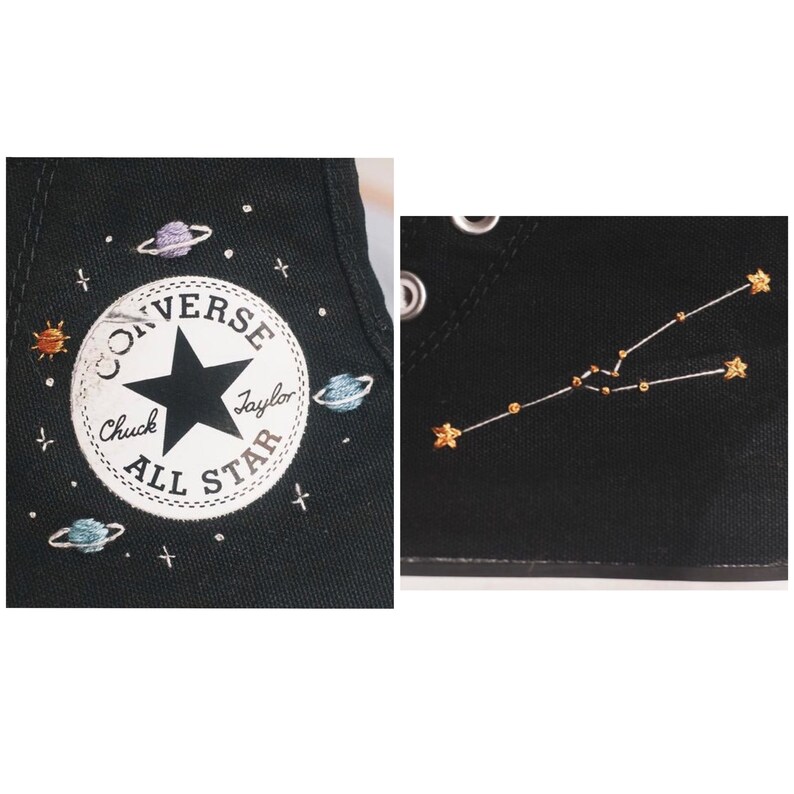 Zodiac Space Galaxy Embroidered Converse High Top Shoes Etsy