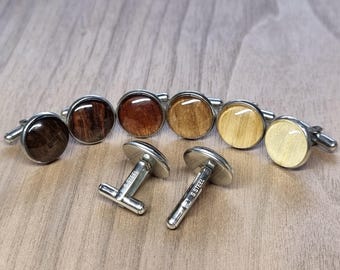 Manschettenknöpfe aus Holz & Edelstahl - Hochzeitsmanschettenknöpfe aus Holz - Hochzeitsaccessoires