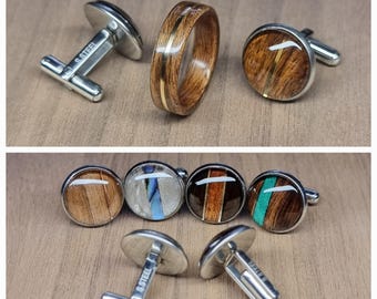 Manschettenknöpfe aus Holz & Edelstahl nach Maß - Manschettenknöpfe für die Hochzeit aus Holz - Hochzeitsaccessoires