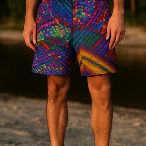 Trend Setting Rave Shorts - Psychedelic Fashion Board Shorts For The Fiery And Fit