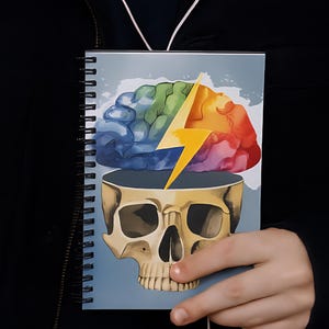 Skull Brainstorm Spiral Notebook - Ruled Line, Journal, Diary, Writing Pad, Notepad, Planner