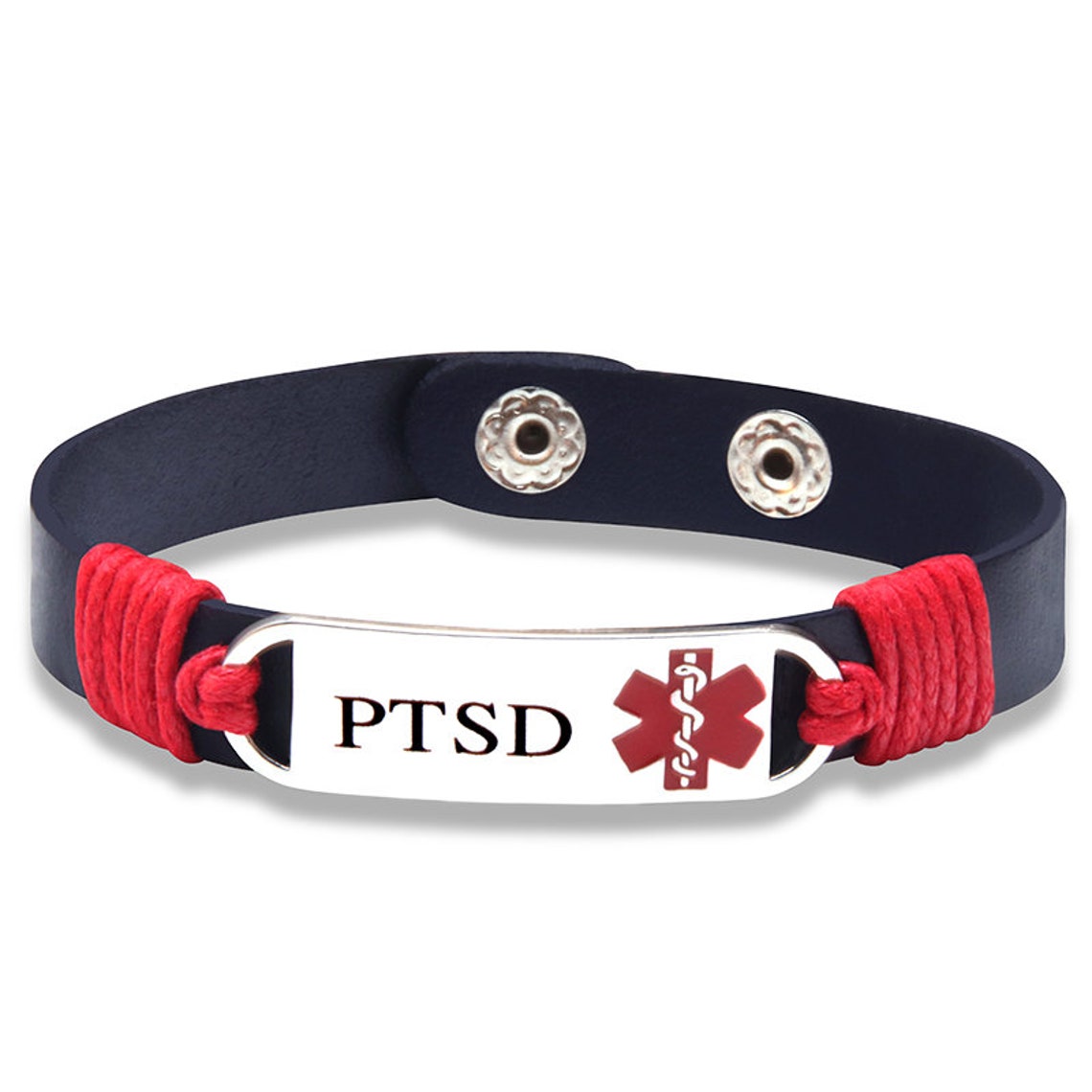 Ptsd Medical ID Tag Adjustable Leather Bracelet MEDICAL ALERT Etsy