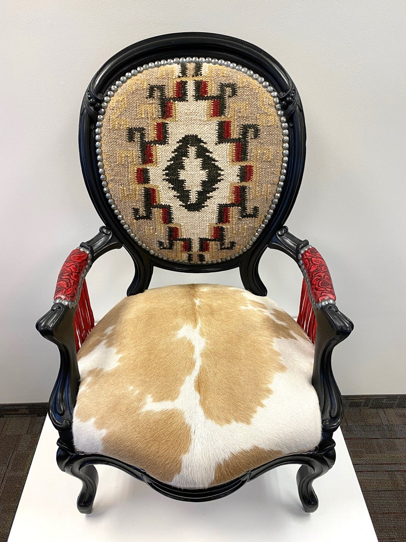 Antique Chair Western Chair Accent Armchair Cowhide Chair Etsy