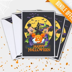Lot de cartes d'Halloween | Mickey, Minnie, Stitch, Jack Skellington