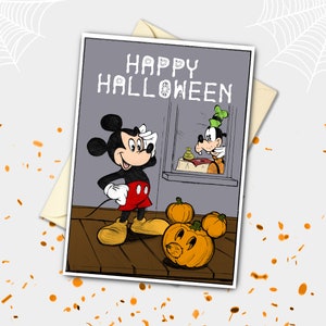 Carte d'Halloween Mickey et Dingo