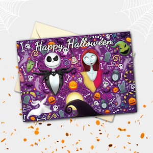 L'Étrange Noël de Monsieur Jack Jack et Sally Collage Carte d'Halloween