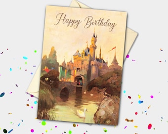 Disneyland Watercolour Castle Personalised Card