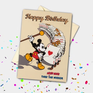 Mickey Mouse in de spiegel gepersonaliseerde verjaardagskaart