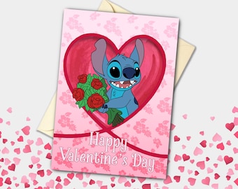 Stitch Roses Valentinstag Karte | Feier, Verlobung, Vorschlag Grußkarte