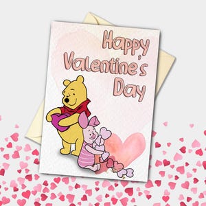 Saint-Valentin Winnie l'ourson et porcelet | Célébration, fiançailles, proposition Carte de voeux