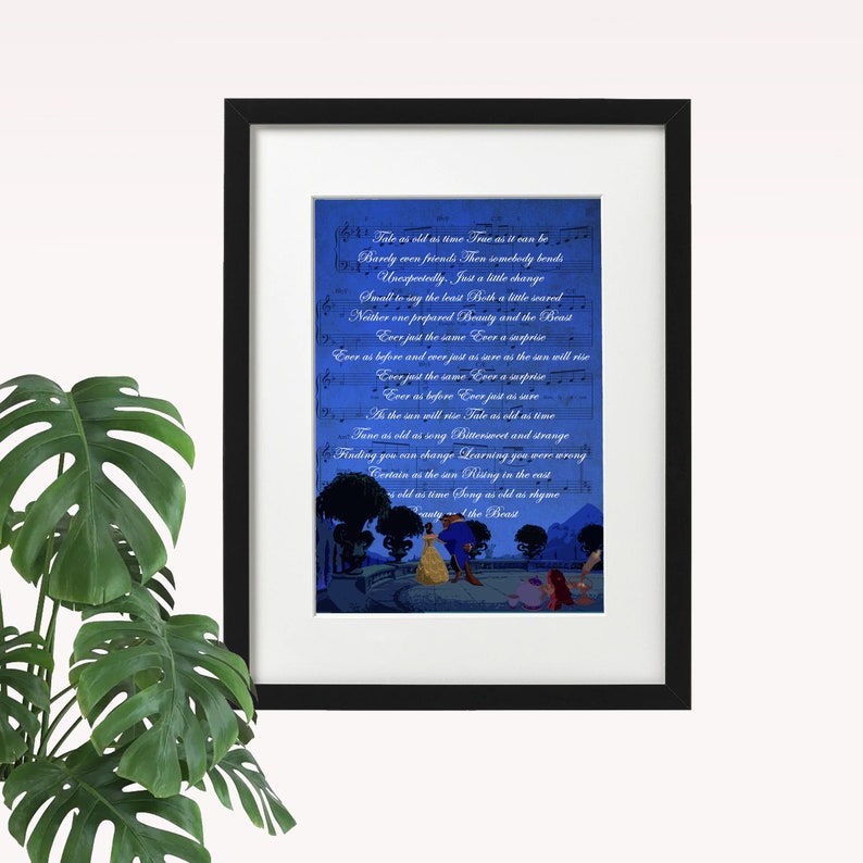 Disney Beauty and the Beast Lyrics Wall Art Print | Etsy