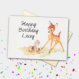 Carte personnalisée aquarelle Bambi