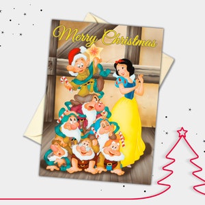 Carte de Noël Blanche-Neige et les nains