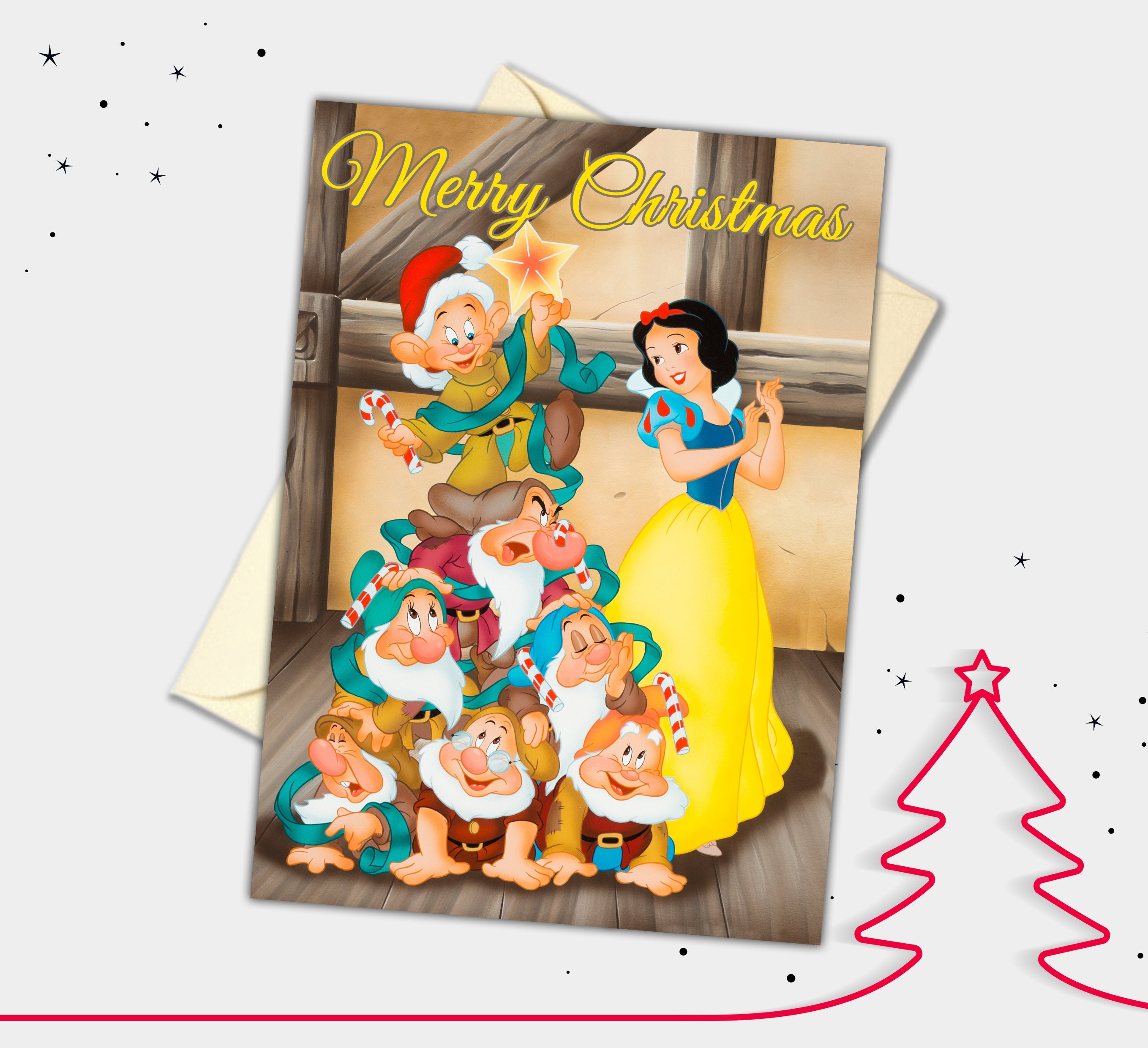 Snow White and the Dwarfs Christmas Card 
