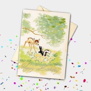 Carte Personnalisée Bambi et Fleur