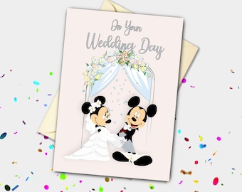 Mickey & Minnie Mouse Personalised Wedding Card | Bride and Groom Engagement Proposal Celebration Greetings Card