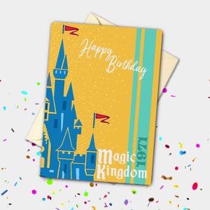 Carte de célébration de style Pop Art Château Magic Kingdom