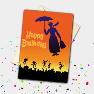 Mary Poppins Orange Silhouette personalisierte Karte