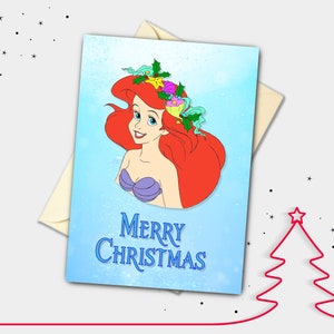 Carte de Noël personnalisée Ariel / La Petite Sirène