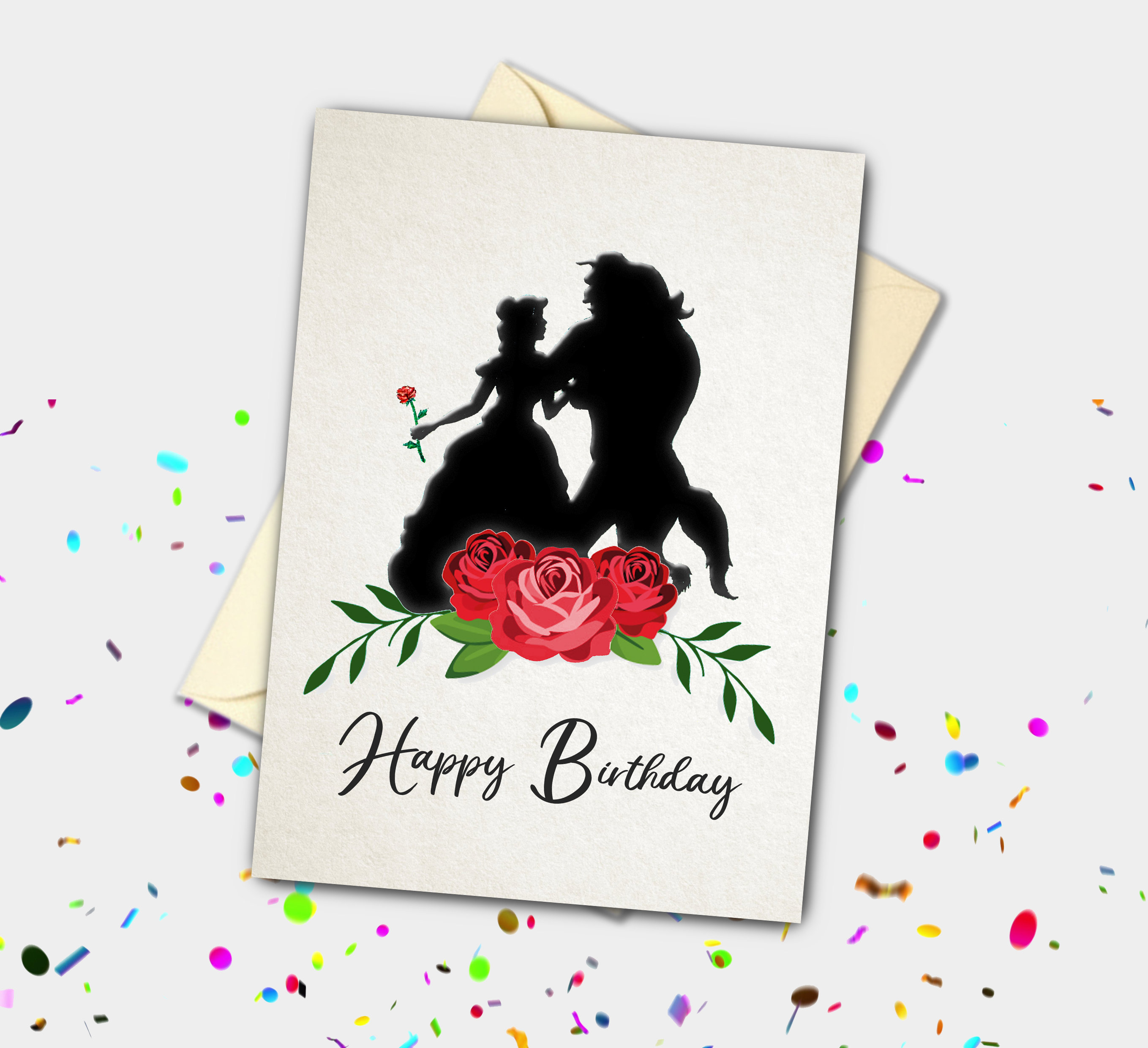 Beauty and the Beast Greeting Card - Etsy UK