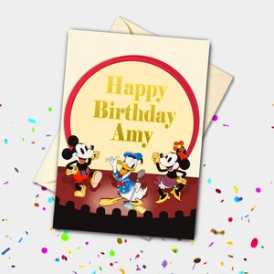 Showtime Mickey, Minnie und Donald Feier Karte