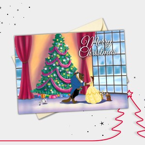 Cartão de Natal personalizado A Bela e a Fera