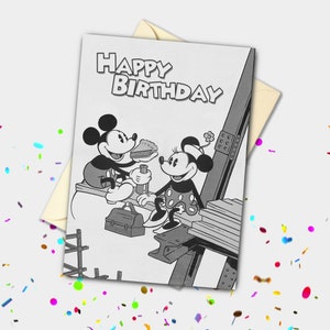 Carte Personnalisée Mickey & Minnie Noir et Blanc
