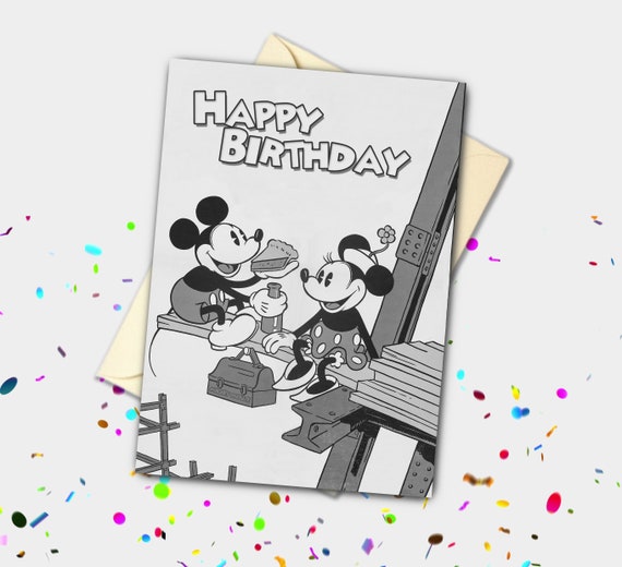 Black and White Mickey &amp; Minnie Personalised Card - Etsy