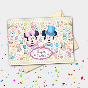 Micky und Minnie Osterkarte, Personalisierte Osterkarte Feiertag, Feier-Gruß-Karte