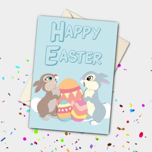 Carte de Pâques personnalisée Panpan de Bambi et Miss Bunny Egg-cellent Celebration