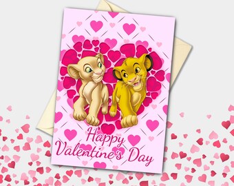 Simba & Nala Valentine&#39;s Day Card | Celebration, Engagement, Proposal Greetings Card
