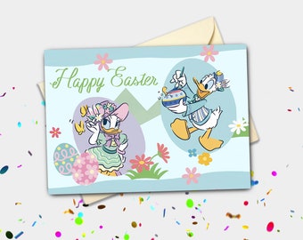 Springtime Donald and Daisy Duck Personalised Easter Card