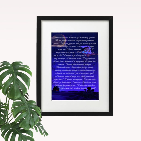 Aladdin A Whole New World Lyrics Wall Art Print