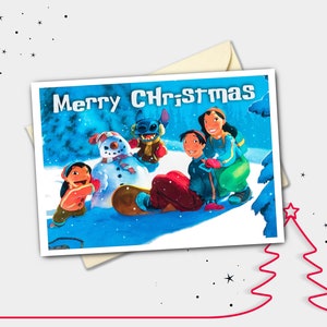 Gepersonaliseerde kerstkaart Lilo & Stitch