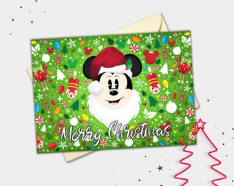 Santa Mickey Collage Personalised Christmas Card