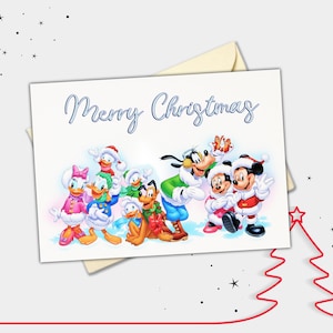 Carte de Noël personnalisée Mickey Mouse et la bande