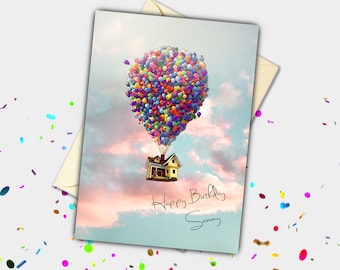 UP "Grazie per l'avventura" Biglietto di auguri di compleanno personalizzato / Biglietto di auguri per festeggiamenti