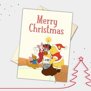 Winnie the Pooh Ferkel und Roo personalisierte Weihnachtskarte