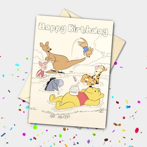 Carte de célébration Winnie l'ourson et ses amis