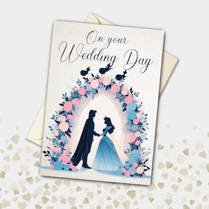 Bela Adormecida Aurora e Príncipe Phillip Noivos Cartão de Casamento Personalizado